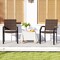 Set of 2 Mix Brown Rattan Patio Chair with Metal Frame, Ergonomic Armrests Stackable Outdoor Seating